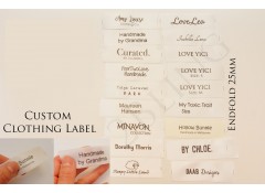 Sew-on Clothing label, Endfold 25mm Clothing label, SATIN ribbon, 100 labels